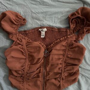 Rust Smocked Crop Top